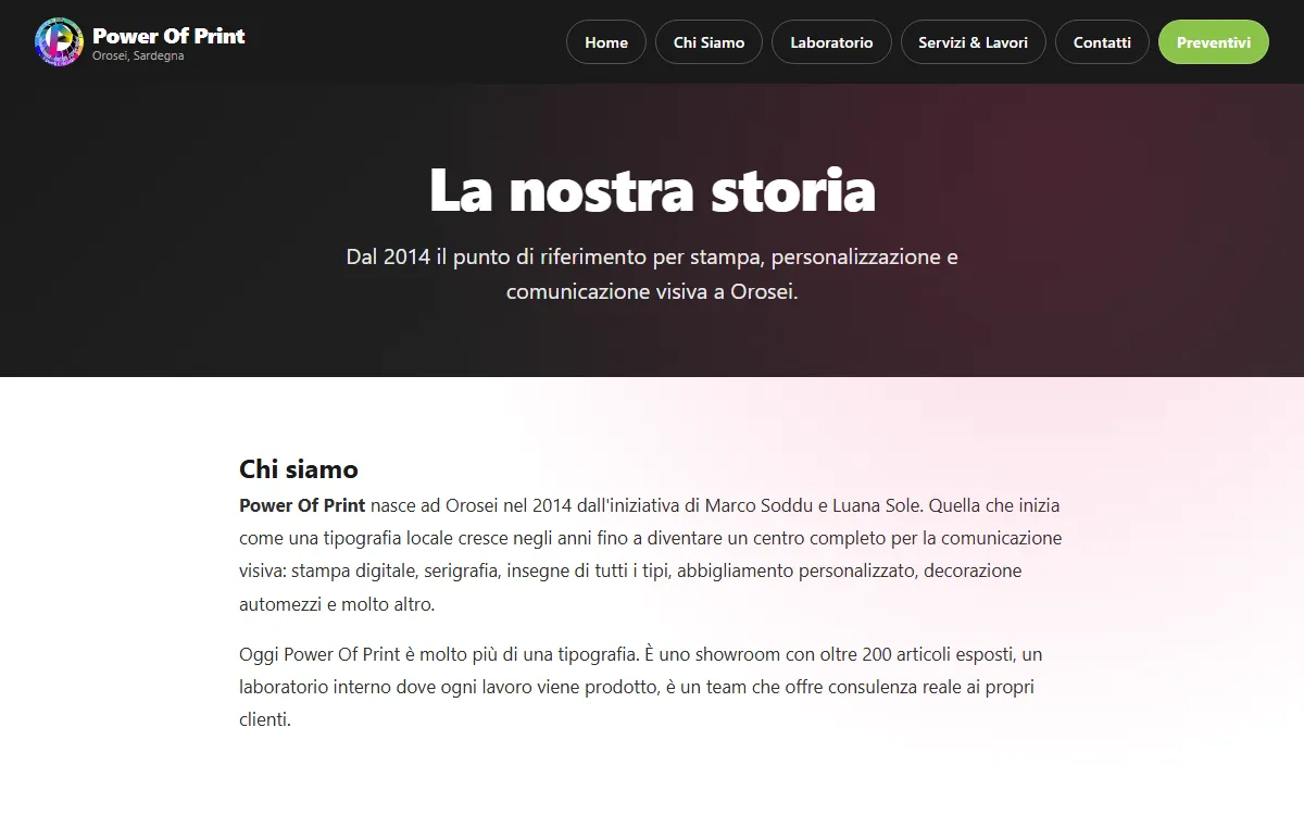 Screenshot interno: powerofprint.it